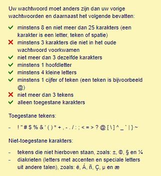 Dutch Tax Authorities (Belastingdienst) dumb password rule screenshot