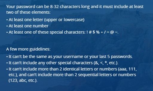 Chase Bank dumb password rule screenshot