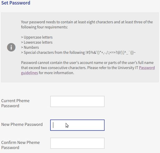 University of Western Australia (Pheme) dumb password rule screenshot