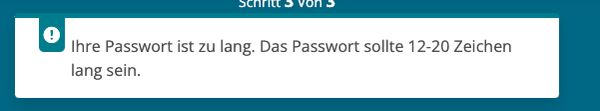 Entwickler.de dumb password rule screenshot