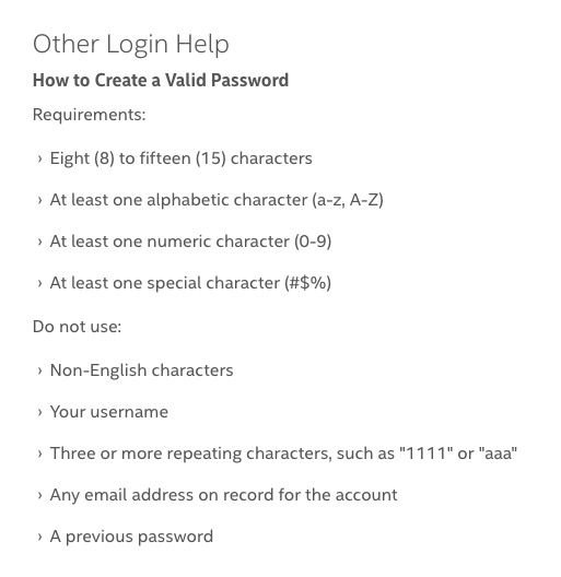 Intel dumb password rule screenshot