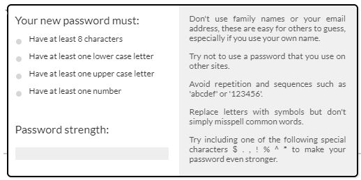 Very.co.uk dumb password rule screenshot