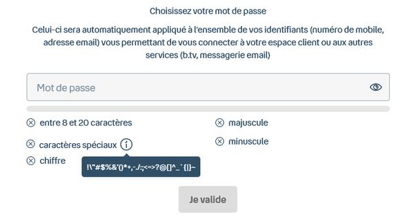 Bouygues Telecom dumb password rule screenshot