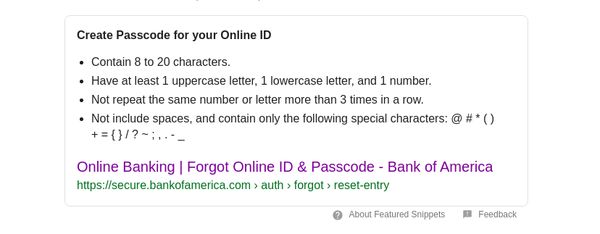Bank of America dumb password rule screenshot