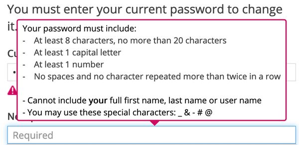 Aetna Health Insurance dumb password rule screenshot