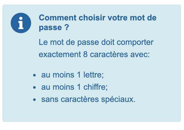 URSSAF (French employers tax collection service) dumb password rule screenshot