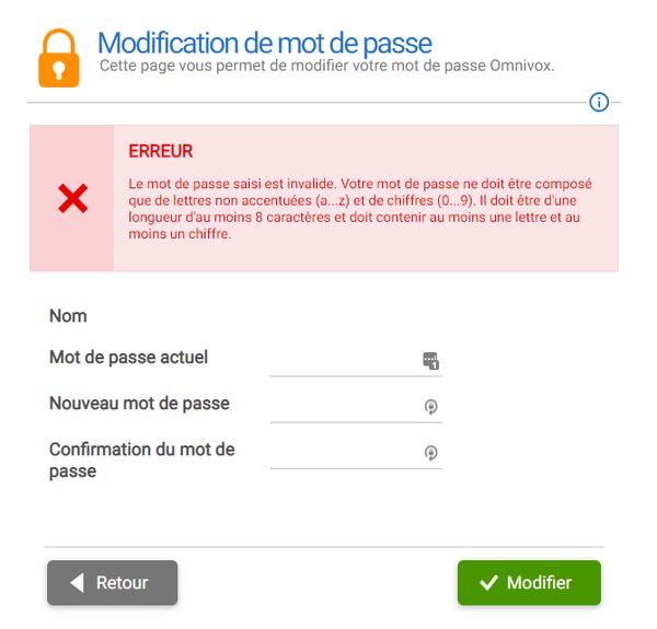 Omnivox dumb password rule screenshot