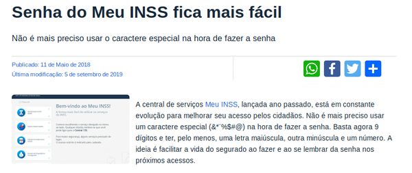 INSS (Instituto Nacional do Seguro Social) dumb password rule screenshot