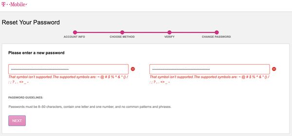 T-Mobile dumb password rule screenshot