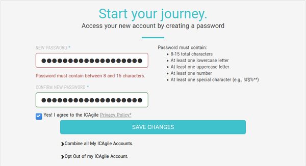 ICAgile dumb password rule screenshot