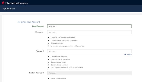 Interactive Brokers dumb password rule screenshot