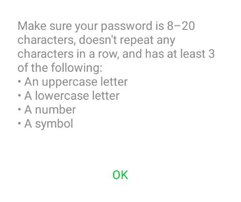LINE dumb password rule screenshot