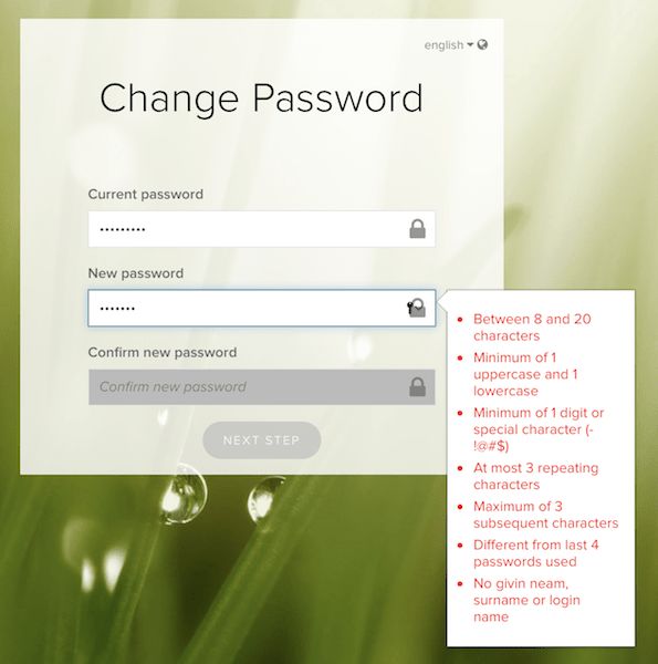 ADP dumb password rule screenshot