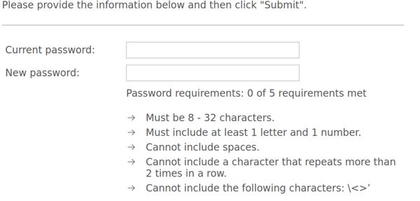 Vio Bank dumb password rule screenshot