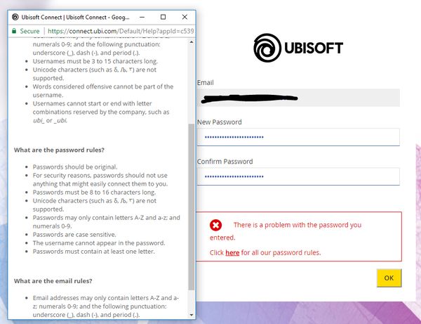 Ubisoft dumb password rule screenshot