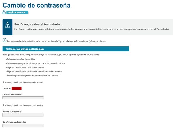 Movistar dumb password rule screenshot