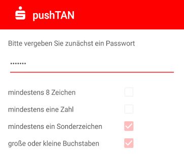Sparkasse dumb password rule screenshot