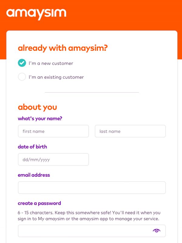 amaysim dumb password rule screenshot