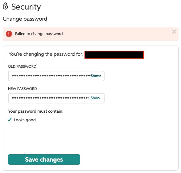 Chegg dumb password rule screenshot