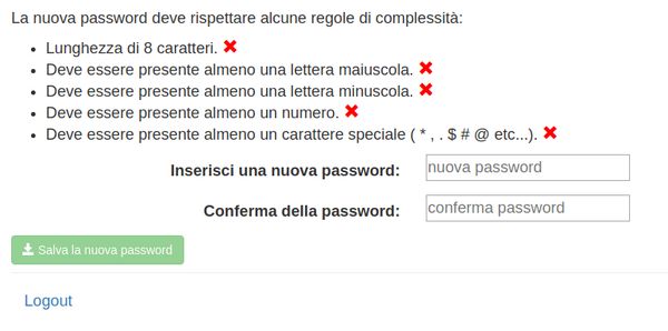 E-learning (Unipd) dumb password rule screenshot