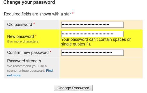 Trade Me dumb password rule screenshot