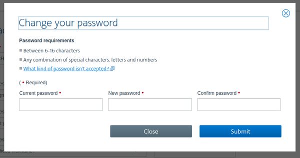 American Airlines dumb password rule screenshot