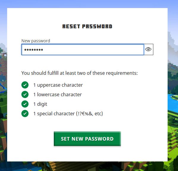 Minecraft dumb password rule screenshot