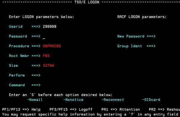IBM TSO/E Logon terminal