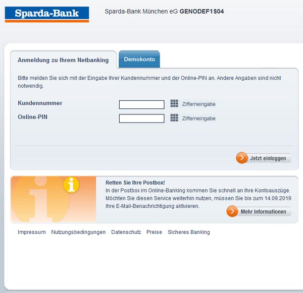 Sparda-Bank dumb password rule screenshot