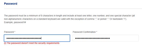 KPMG Talent Community dumb password rule screenshot