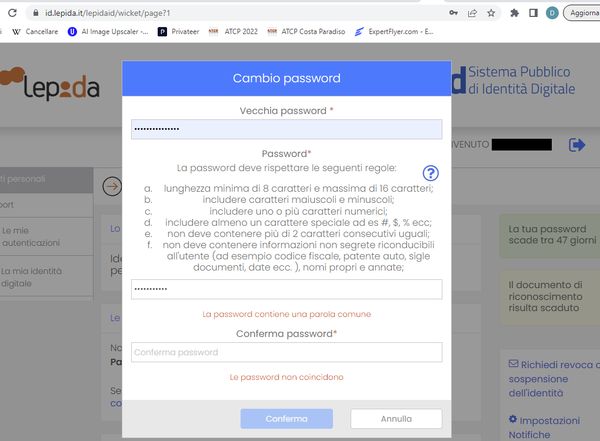 LepidaID dumb password rule screenshot