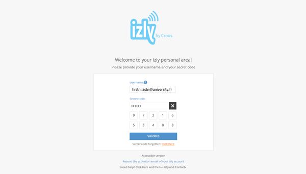 Izly by Crous dumb password rule screenshot