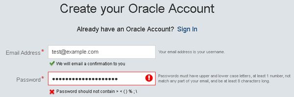 Oracle dumb password rule screenshot
