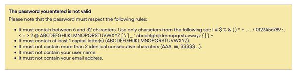 Taleo.net dumb password rule screenshot