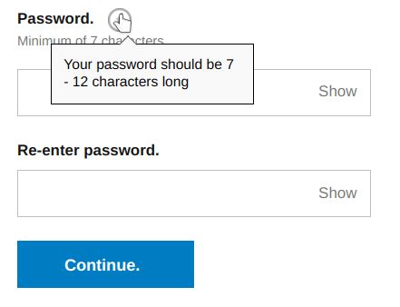 Three dumb password rule screenshot