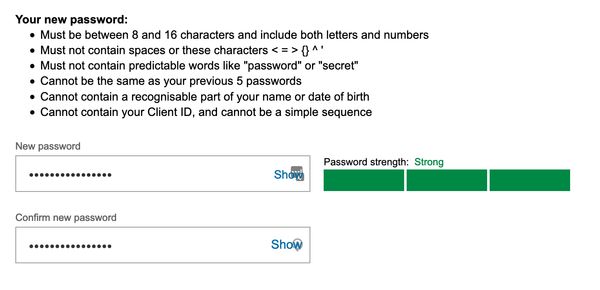 Commsec dumb password rule screenshot